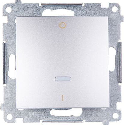 Изображение Kontakt-Simon Simon 54 cznik dwubiegunowy z podwietleniem srebrny mat DW2L.01/43