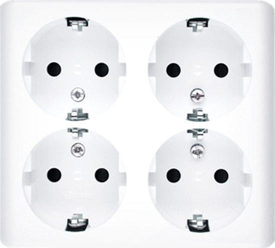 Picture of Kontakt-Simon Simon 54 Gniazdo poczwórne Schuko natynkowe z przesonami wersja skandynawska biae EGSZ4NZ/11