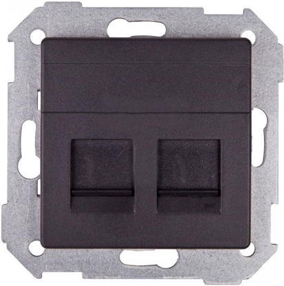 Attēls no Kontakt-Simon Simon 82 Pokrywa gniazda komputerowego podwójnego 2xRJ45 paska z adapterem i przeson grafit (82006-38)