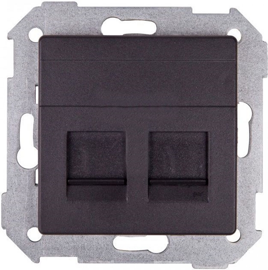 Picture of Kontakt-Simon Simon 82 Pokrywa gniazda komputerowego podwójnego 2xRJ45 paska z adapterem i przeson grafit (82006-38)