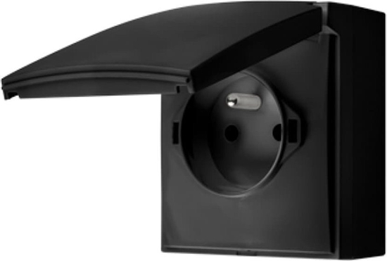 Picture of Kontakt-Simon Simon Aquaclick Gniazdo IP44, pojedyncze z uziem., szybkozcza, klapka w kolorze czarny ACGZ1C/49