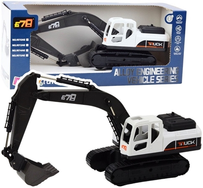 Изображение Koparka Gsienicowa Metalowa yka Ruchome Przeguby Obrót 360 Biaa LEAN Toys