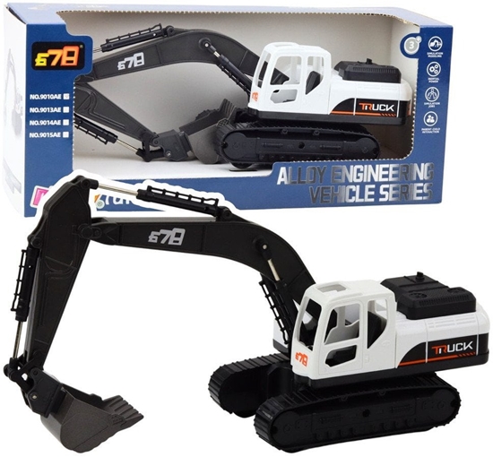 Изображение Koparka Gsienicowa Metalowa yka Ruchome Przeguby Obrót 360 Biaa LEAN Toys