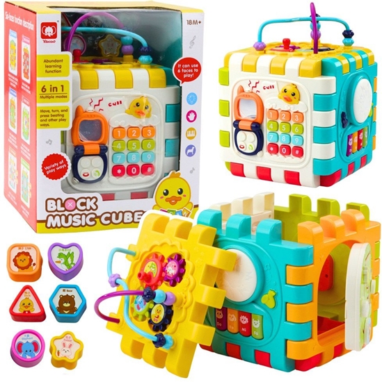 Изображение Kostka Edukacyjna Muzyczna Interaktywna Dla Malucha 6w1 LEAN Toys