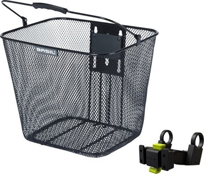 Attēls no Kosz na kierownic BASIL BILBAO, KlickFix ze wspornikiem do mocowania na kierownicy, Stalowy, Czarny (NEW 2025)