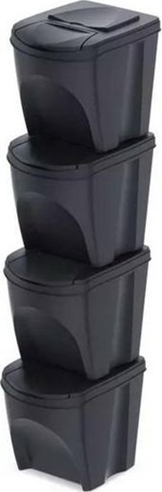 Изображение Kosz na mieci Prosperplast KEDEN KOSZ NA MIECI SORTIBOX 25L SET 4 - ANTRACYT ECO WOOD