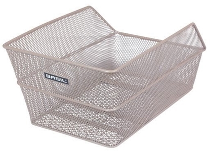 Attēls no Kosz na tylny baganik BASIL CENTO Basil Cento, stalowy, o gstych oczkach, monta na stae na baganiku (wraz z materiaem mocujcym), skona, stabil