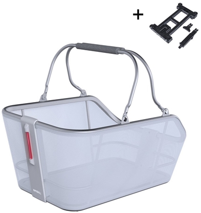 Attēls no Kosz na tylny baganik BASIL CENTO TECH FIBER NORDLICHT MIK, MIK System (ready to go) alumninium blue silver (NEW 2025)