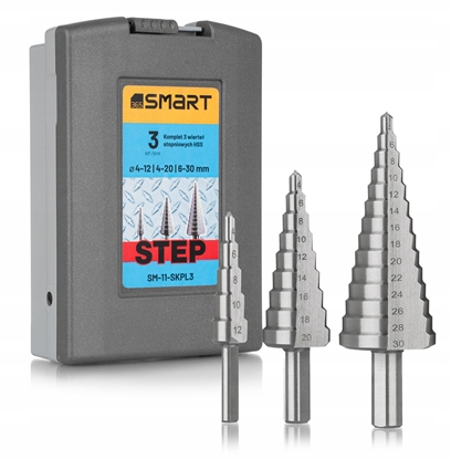 Изображение kpl. 3 wierte stopniowych hss 4-30mm 4-12, 4-20, 6-30 mm