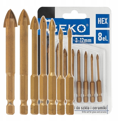 Attēls no Kpl. wierte do szka i ceramiki 8el. HEX 3-12mm (120)