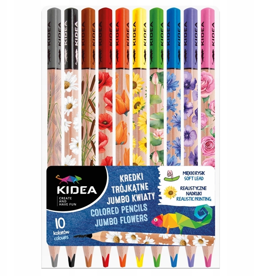 Изображение KREDKI OLO 10KOL JUMBO TROJ KWIAT DERF KIDEA WB