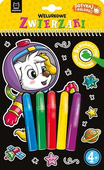 Изображение Ksieczka Dotykaj i koloruj. Welurkowe zwierzaki.