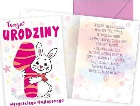 Picture of KUKARTKA Karnet B6 Urodziny 1 zajczek