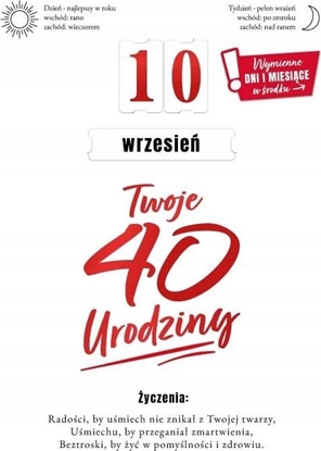 Picture of KUKARTKA Karnet Urodziny 40 wymienne cyfry