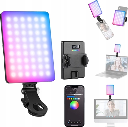 Attēls no Lampa LED RGB 5W Selfie Vlog + KLIPS do Telefonu 1/4'' ISO Bluetooth NEEWER / VL67C