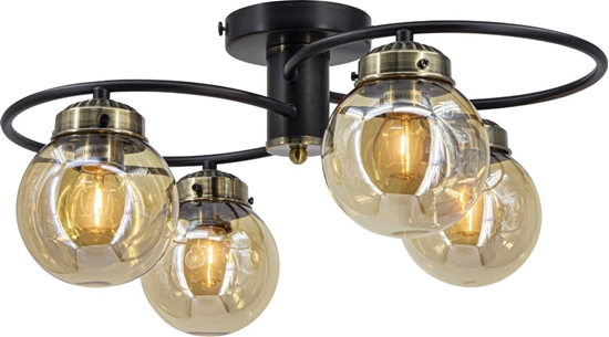Picture of Lampa sufitowa Mdeco Elem Salsa 2216/4 BL 21QG plafon lampa sufitowa 4x60W E27 czarny/bursztynowy/mosidz