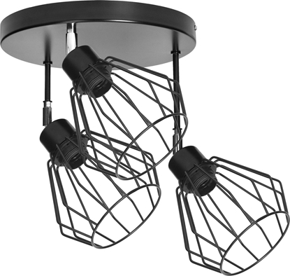 Attēls no Lampa sufitowa Orno PINO oprawa cienno-sufitowa, moc max. 3x60W, E27, czarna, podstawa okrga, wielopoziomowa, ruchome gowice lampy