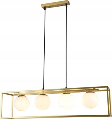 Attēls no Lampa wiszca Italux GTV Avelin OS-AVEL3-40-DEC lampa wiszca zwis metalowa klatka kule ball szklane klosze 4x40W E27 zota/biaa