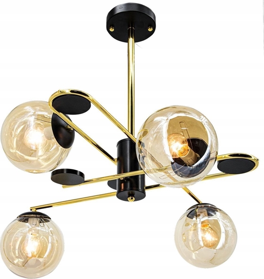 Picture of Lampa wiszca Mdeco Elem Agrafka 6302/4 BL TR lampa wiszca zwis 4x60W E27 czarna/zota