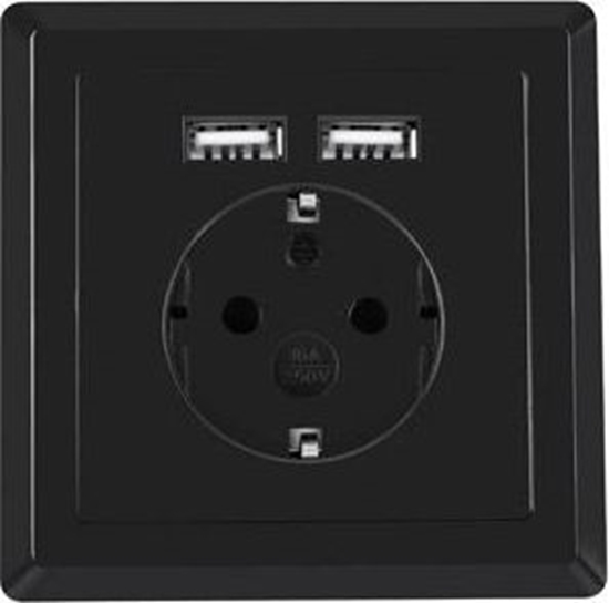 Picture of Lanberg LANBERG AC-WS01-USB2-F-B AC Wall Socket