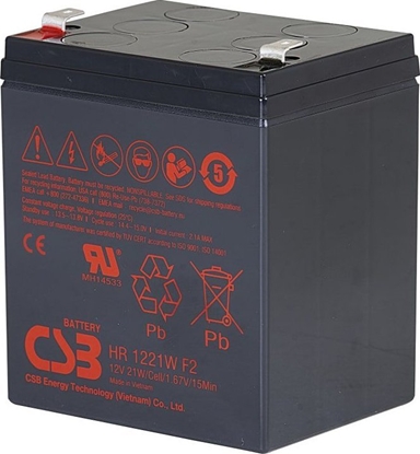 Изображение Lead acid battery 12V 5Ah@C20 21W@15min F2 Pb AGM VRLA CSB