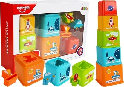 Изображение Lean Sport Piramidka kubeczki kwadrat z obrazkami pojazdów