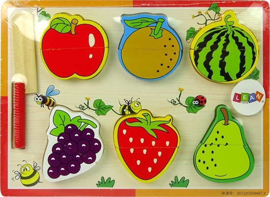 Picture of Lean Sport Wooden Fruit Chopping Set 6 Pieces Strawberry Pear Grape
