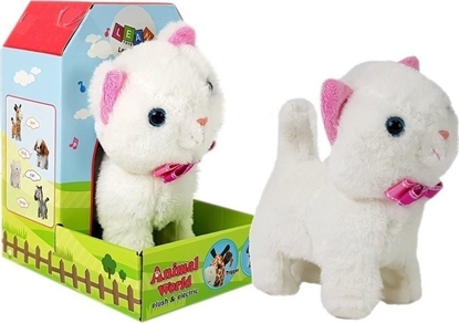 Attēls no LeanToys Interaktywny Kot na Baterie Biay Chodzi i piewa Dwik