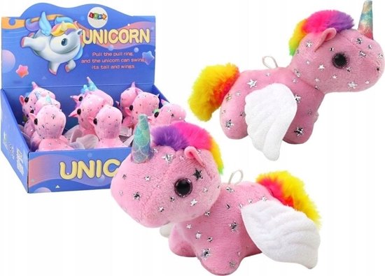 Picture of LeanToys Jednoroec Konik Pluszowy Nacigany Skaczcy Róowy