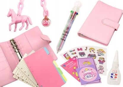 Picture of LeanToys Notes Z Akcesoriami Linia Kratka Akcesoria Skórzany Róowy