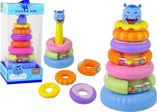 Изображение LeanToys Piramidka Edukacyjna Kolorowe Obrcze