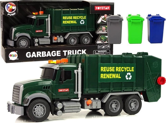 Изображение LeanToys Samochód mieciarka Kosze Ciemnozielona Dwiki wiata