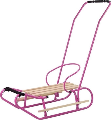 Изображение LeanToys Sanki Metalowe z Pchaczem Oparcie Pasek Róowe