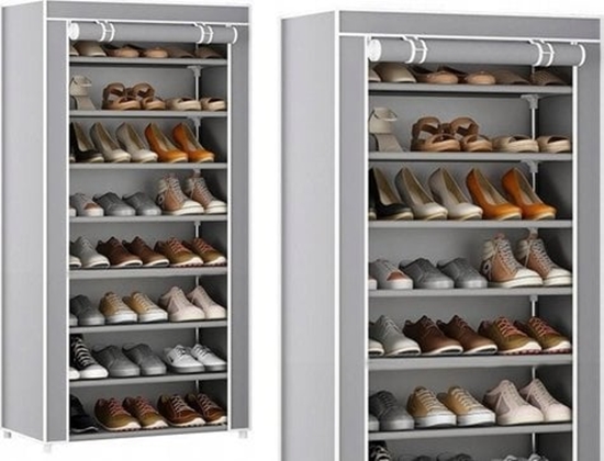 Изображение LeanToys Stojak 8-Poziomowy Na Buty Organizer Szafa Siwa LEAN Toys