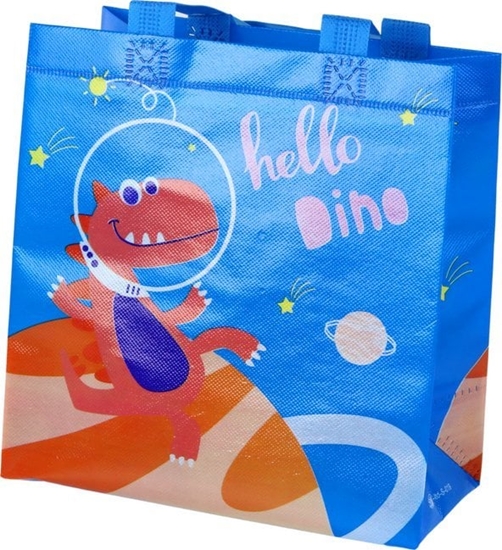 Изображение LeanToys Torba Prezentowa Dinozaur Niebieska 23cm x 21,5cm x 11cm