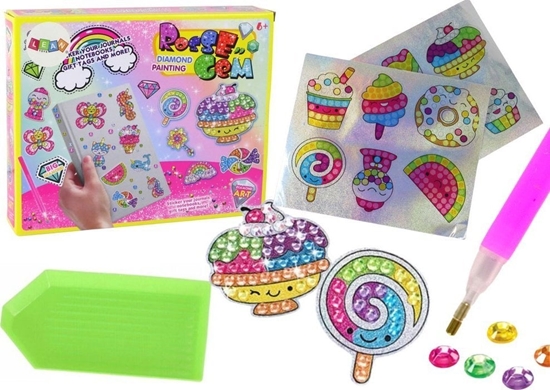 Picture of LeanToys Zestaw Diamencików Do Wyklejania DIY Sodycze Kolorowe Naklejki