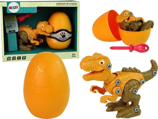 Picture of LeanToys Zestaw Dinozaur Tyranozaur Rex z Jajkiem DIY rubokrt Pomaraczowy