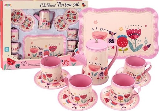 Picture of LeanToys Zestaw Do Kawy Herbaty Filianki Czajnik Taca Róowy Kawiarnia 12 ele.