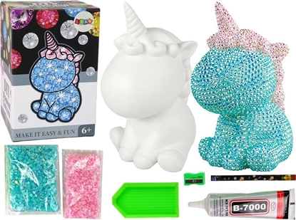 Picture of LeanToys Zestaw Jednoroec DIY Diamenty Krysztaki Bkitny