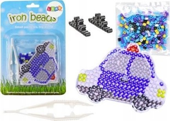 Picture of LeanToys Zestaw Koralików Do Prasowania Auto Policyjne Koraliki Szczypce Szablon