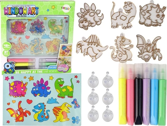 Picture of LeanToys Zestaw Kreatywny Witrae Okno Zastygajca Farba Dinozaury 3D