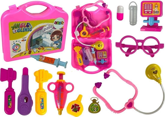 Picture of LeanToys Zestaw Maego Lekarza Walizka Róowa Stetoskop