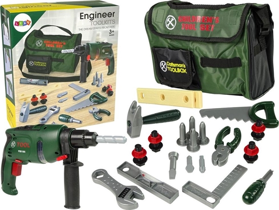 Изображение LeanToys Zestaw Majsterkowicza w Torbie Wiertarka Motek Pia Klucz Francuski