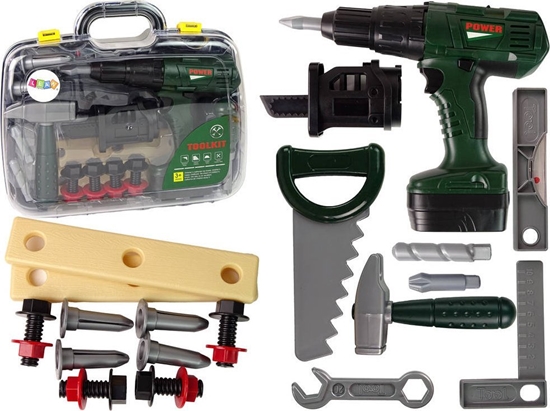 Picture of LeanToys Zestaw Majsterkowicza w Walizce Wkrtarka Na Baterie Zielony