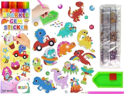 Picture of LeanToys Zestaw Naklejek Haft Diamentowy Dinozaury Mozaika