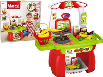Изображение LeanToys Zestaw Supermarket Koszyk Sklepowy Waga Artykuy Spoywcze