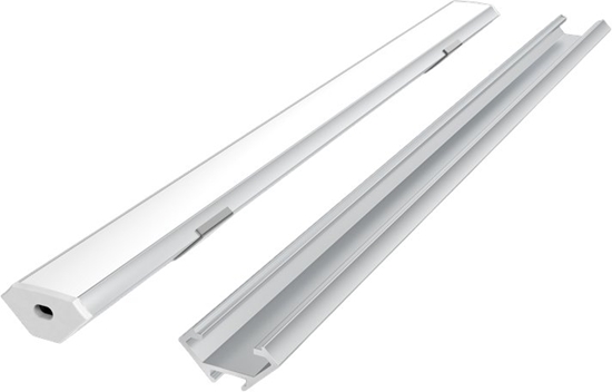 Picture of LED profilio komplektas, 2m, kampinis, anoduotas, su baltu dangteliu, laikikliais ir aklemis