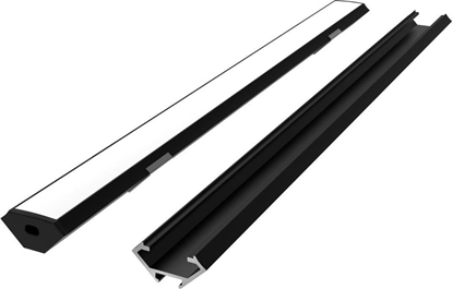 Picture of LED profilio komplektas, 2m, kampinis, juodas, su baltu dangteliu, laikikliais ir aklemis