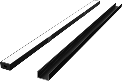 Picture of LED profilio komplektas, 2m, pavirsinis, juodas, su baltu dangteliu, laikikliais ir aklemis