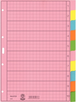 Attēls no Leitz 43400000, Blank tab index, Paper, Multicolour, Portrait, A4, 130 g/m²